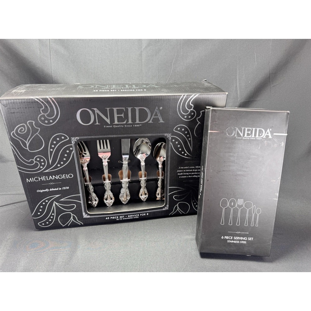 Oneida Michelangelo 18/10 Stainless Flatware 51 Pc Set Service for 8 NEW